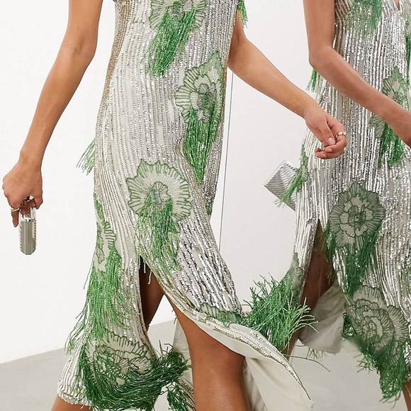 ASOS beaded midi dress size 12 - Picture 5 of 9